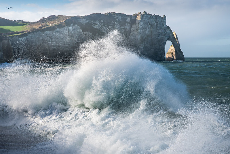 Etretat day tripm Etretat Cliffs with waves crashing in