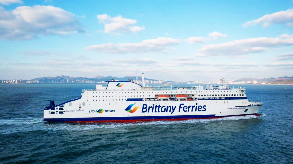 Guillaume de Normandie Ship Guide Brittany Ferries. GdN at sea. Portsmouth to Caen Ferry Timetable