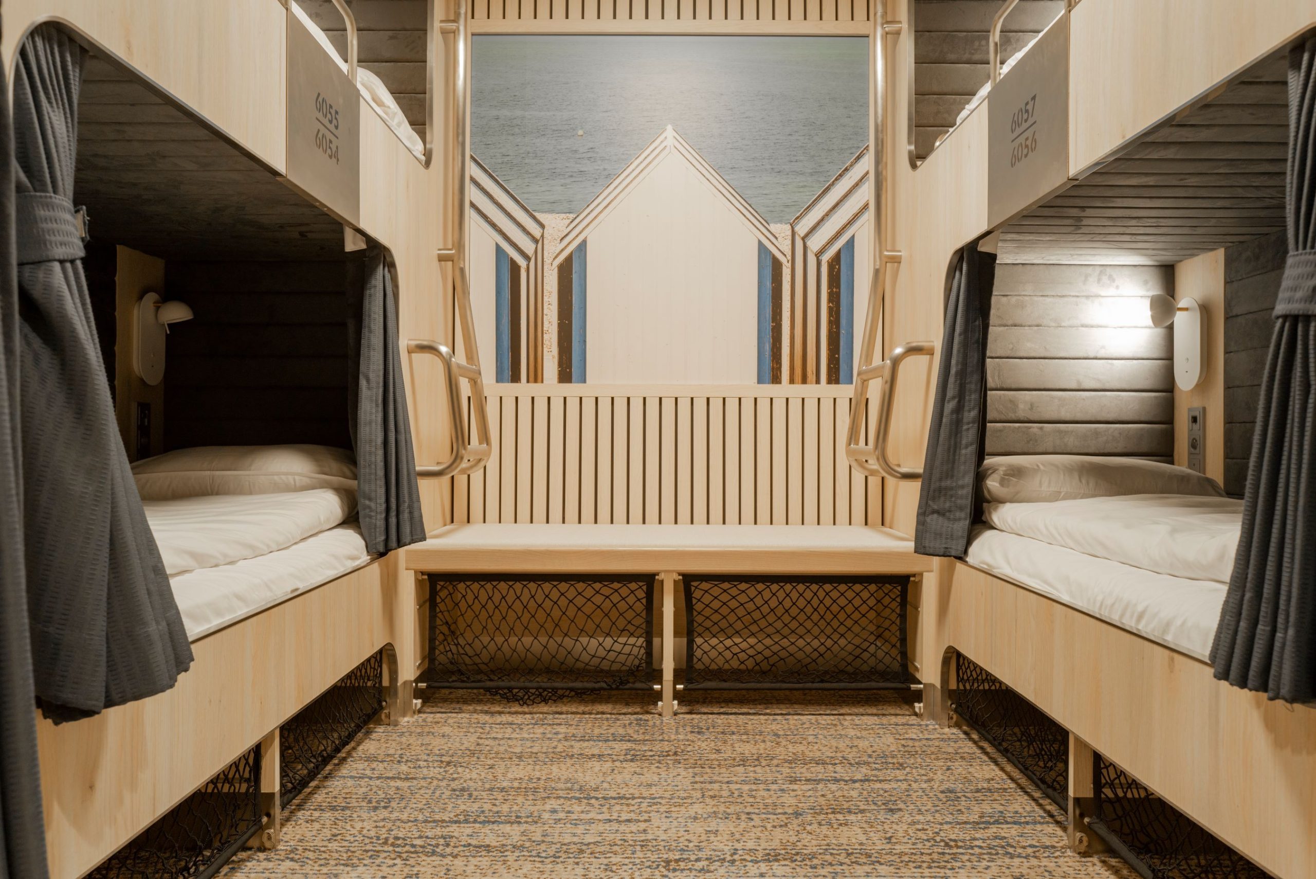 Couchette Plus berths on the Guillaume de Normandie with privacy curtains